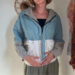 Zara, light blue and white corduroy jacket. Silk interior. Great condition.